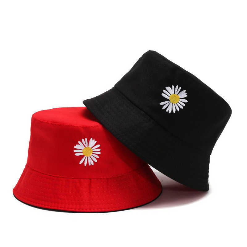 New Fashion Unisex Bucket Hat Double-side Harajuku Outdoor Fishing Cap Women Men Cotton Sunscreen Hats Daisy Embroidery Fisherman Caps Q0811, C3 red
New Fashion Unisex Bucket Hat Double-side Harajuku Outdoor Fishing Cap Women Men Cotton Sunscreen Hats Daisy Embroidery Fisherman Caps Q0811, C3 red