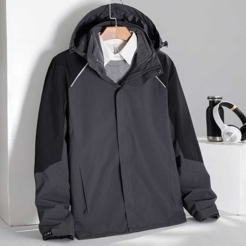 Jacket coat autumn winter new hooded waterproof windproof stormsuit and women's same three in one or two-piece set, Black;brown
Jacket coat autumn winter new hooded waterproof windproof stormsuit and women's same three in one or two-piece set, Black;brown