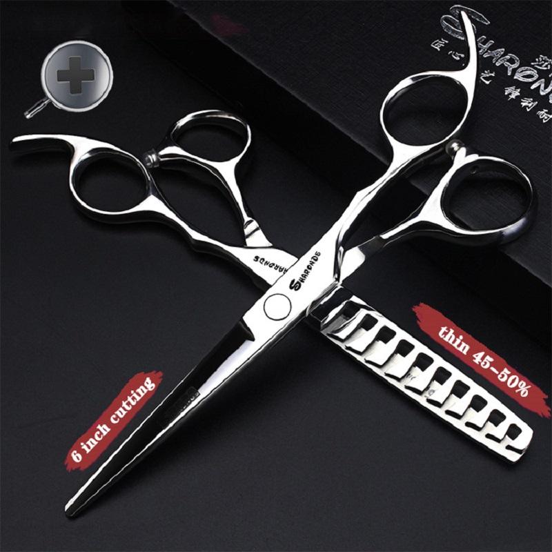 Hair Scissors 6 Inch Professional Hairdresser Barber Haircut Thinning Set Cut And Thin Anti-slip Wear-resistant