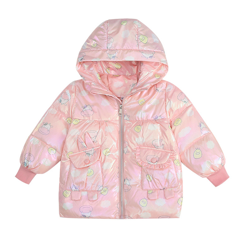 Old Cobbler 44M840# Girl Winter Down jacket Mid-length Coat Loose Water proof With hood Keep warm zipper Cartoon flowers от DHgate WW