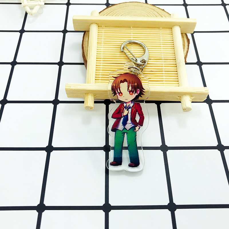 Classroom of The Elite Woman Keychain Cartoon Figure Acrylic Key Ring Anime Kiyotaka Ayanokouji Key Chains Man Jewellery Brelok