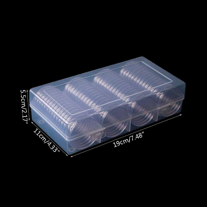 60 Pcs Clear Round 41mm Direct Fit Coin Capsules Holder Display Collection Case With Storage Box For 1 oz American Silver Eagles 210315