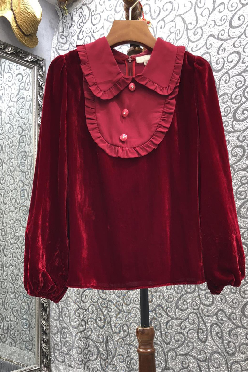Xiaozi Xixi Lantern Sleeve Doll Collar Stitching Velvet Shirt Womens Autumn European and American New Elegant Top 9Z, Black
Xiaozi Xixi Lantern Sleeve Doll Collar Stitching Velvet Shirt Womens Autumn European and American New Elegant Top 9Z, Black