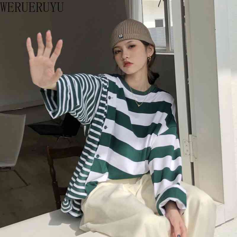 WERUERUYU Casual Fashion Striped Long Women Tops Summer O-neck Half Sleeve Irregular Loose Female T-Shirts 210608, Photo color
WERUERUYU Casual Fashion Striped Long Women Tops Summer O-neck Half Sleeve Irregular Loose Female T-Shirts 210608, Photo color