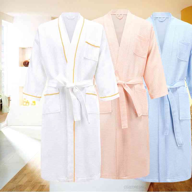 5 Star el 100% Cotton Men Kimono Bathrobe Plus Size Towel Bath Robe Mens Waffle Robes for Women Long Dressing Gown Sleepwear CX200813
