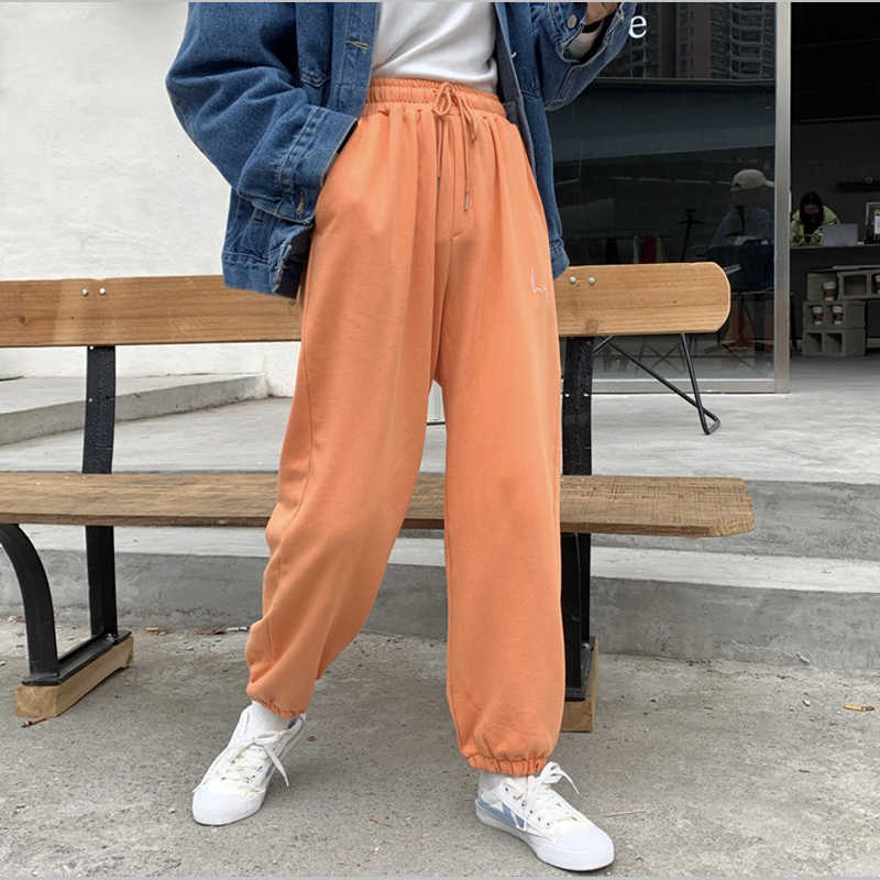 2021 Sweatpants Women Baggy black Gray Women's Sports Pants Women's Joggers Wide Leg Streetwear High Waisted Woman Pants Q0801