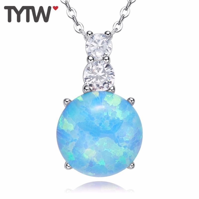 Pendant Necklaces TYTW S925 Sterling Silver Opal Gem Jewelry Colorful Special Gift Necklace Round Blue Choker For Women
Pendant Necklaces TYTW S925 Sterling Silver Opal Gem Jewelry Colorful Special Gift Necklace Round Blue Choker For Women