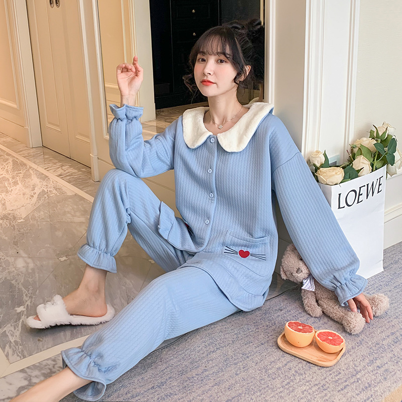 Blue 2pcs Pajamas Cookies Upstairs & Bloom Cute Home Clothes New Hot Women Nightwear From Dressing Room A0ih
Blue 2pcs Pajamas Cookies Upstairs & Bloom Cute Home Clothes New Hot Women Nightwear From Dressing Room A0ih