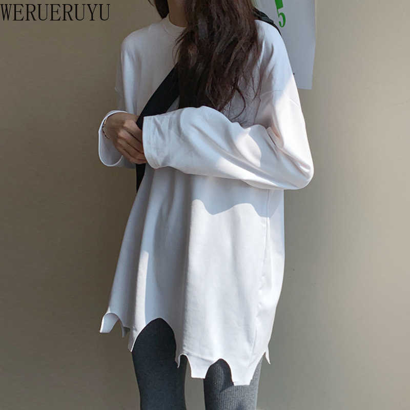 WERUERUYU Female Hole Hip Hop Long Sleeve T Shirt Oversized Tee Top Women's Korean Style Vintage Bottoming 210608, Photo color 
WERUERUYU Female Hole Hip Hop Long Sleeve T Shirt Oversized Tee Top Women's Korean Style Vintage Bottoming 210608, Photo color
