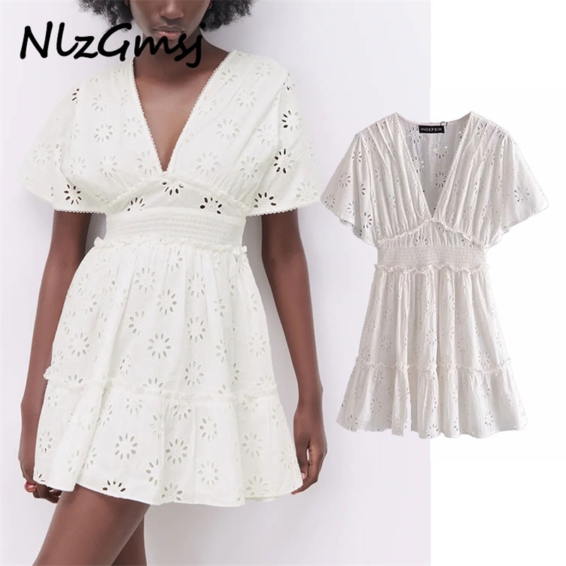 Nlzgmsj Embroidery Cutwork White Za Mini Dress Woman Casual Ruffle Short Sleeve Summer Dresses V Neck 04 210628, As picture
Nlzgmsj Embroidery Cutwork White Za Mini Dress Woman Casual Ruffle Short Sleeve Summer Dresses V Neck 04 210628, As picture