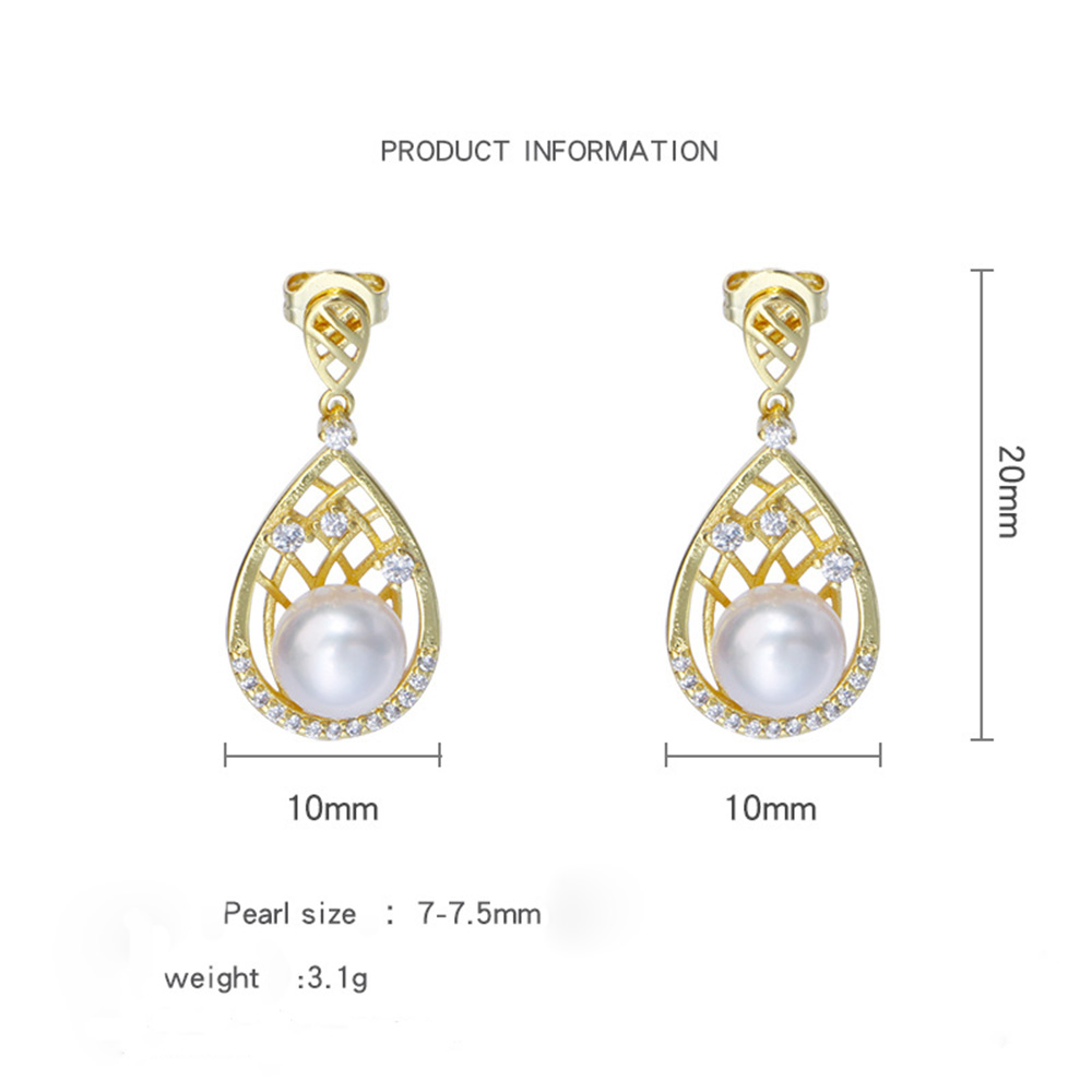 Waterdrop S925 Pearl Dangle Earring 18K Real Gold Plated Prevent Allergy Earrings for Women Gril Gift Freshwater Natural Pearls