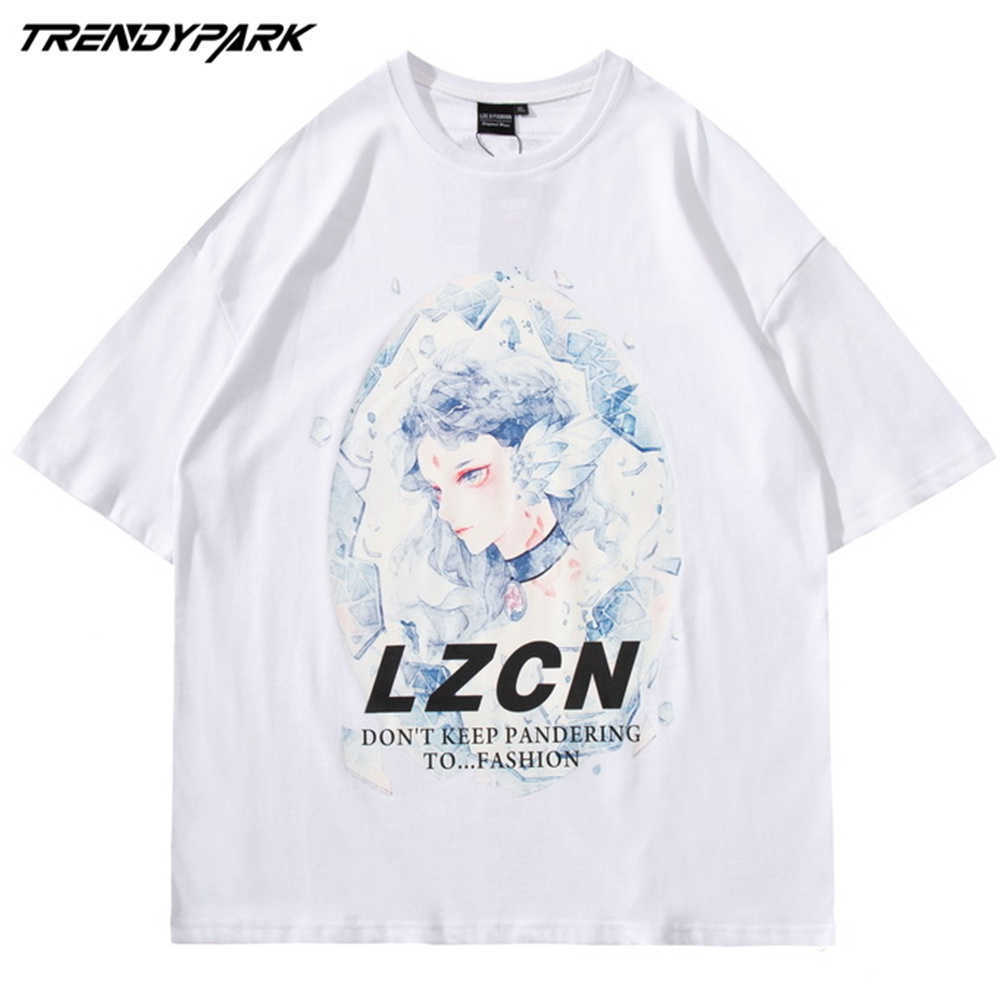 Hip Hop Streetwear T-Shirt Japanses Anime Couple T Shirt Harajuku Cotton Men Summer Short Sleeve Tshirt Oversize Tops Tee 210601