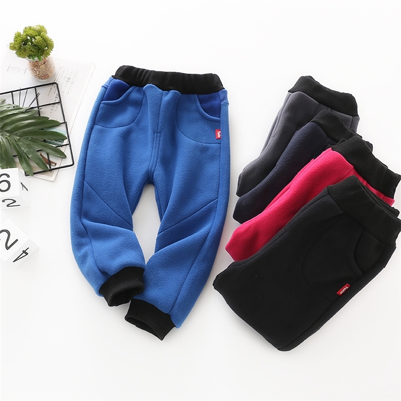 Autumn Winter Children's Pants Thick Warm Trousers For Kids Boys Fleece Pants Casual Girls Joggers Clothing 210303