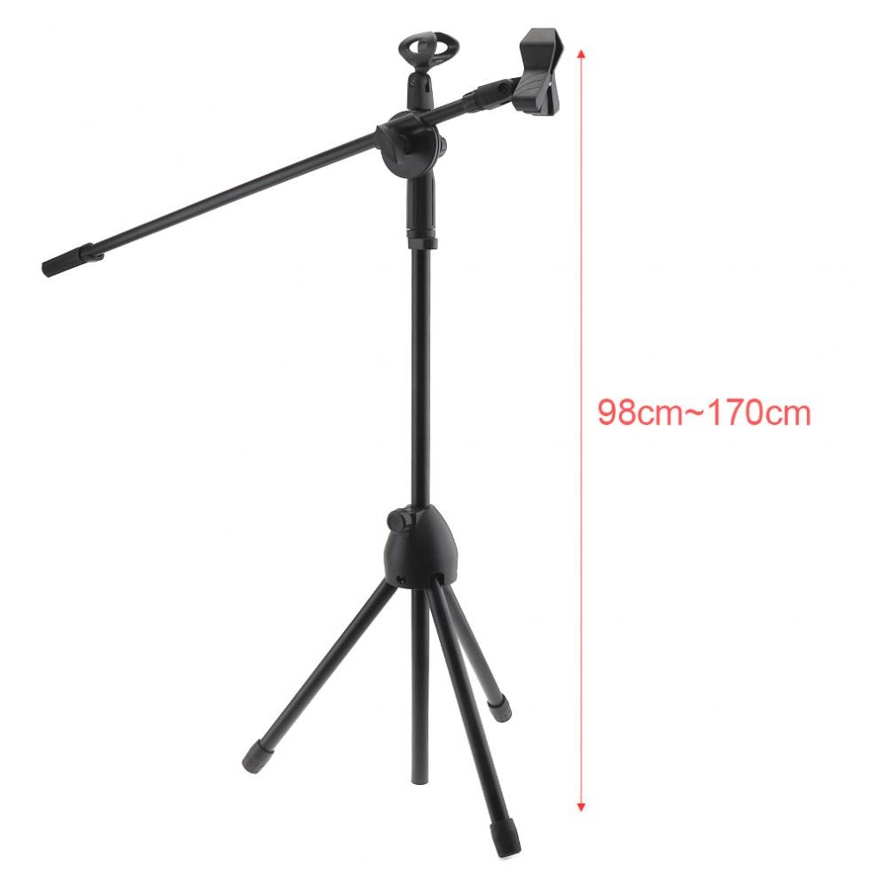 Black Swing Boom Floor Metal Microphone stand Ajustable Stage Microphone Holder Tripod for Performance Live