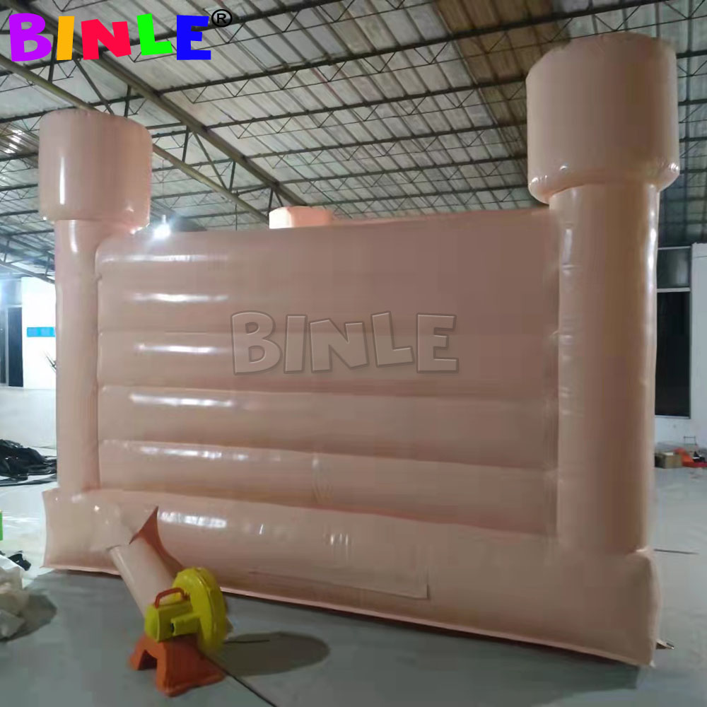 Peach Inflatable Bounce House White Jumping Castle Wedding Bouncer Jumper Kids Pastel Line colors