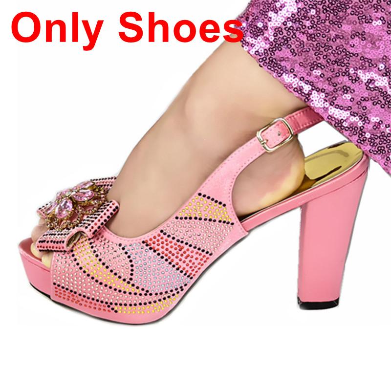Fuchsia Color Ladies Italian Shoes and Bag Set Decorated with Rhinestone Italian Shoes with Matching Bags Wedding Party