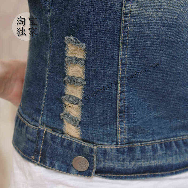 Korean Lace Turn-down Collar Women's Denim Vest Fashion Beaded Slim Jeans Waistcoat Female Plus Size Sleeveless Jacket Cardigan 211120