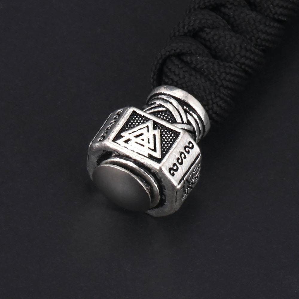 Fashion Vikings Rune Hand Woven Keychain Outdoor Camping Survival Rope Accessories Car Keyring Scandinavian Norse Male Jewelry