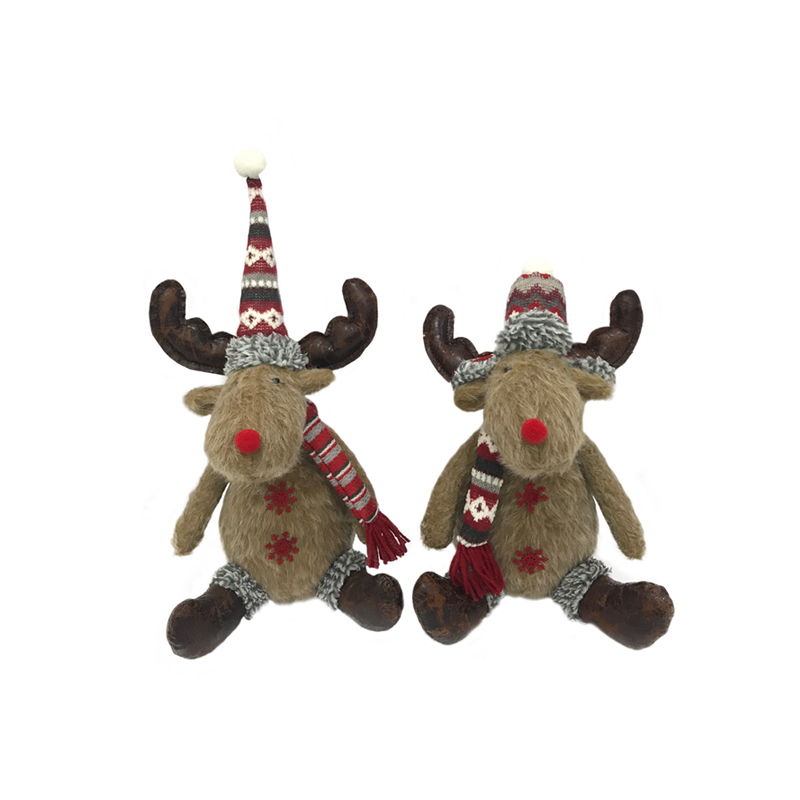 Christmas ornament Plush sitting deer elk Decorations Free shipping