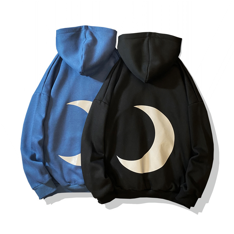 Moon reflection hoodie Men Hip Hop Hooded Hoodies Japanese Casual Sweatshirts Streetwear Men 201126