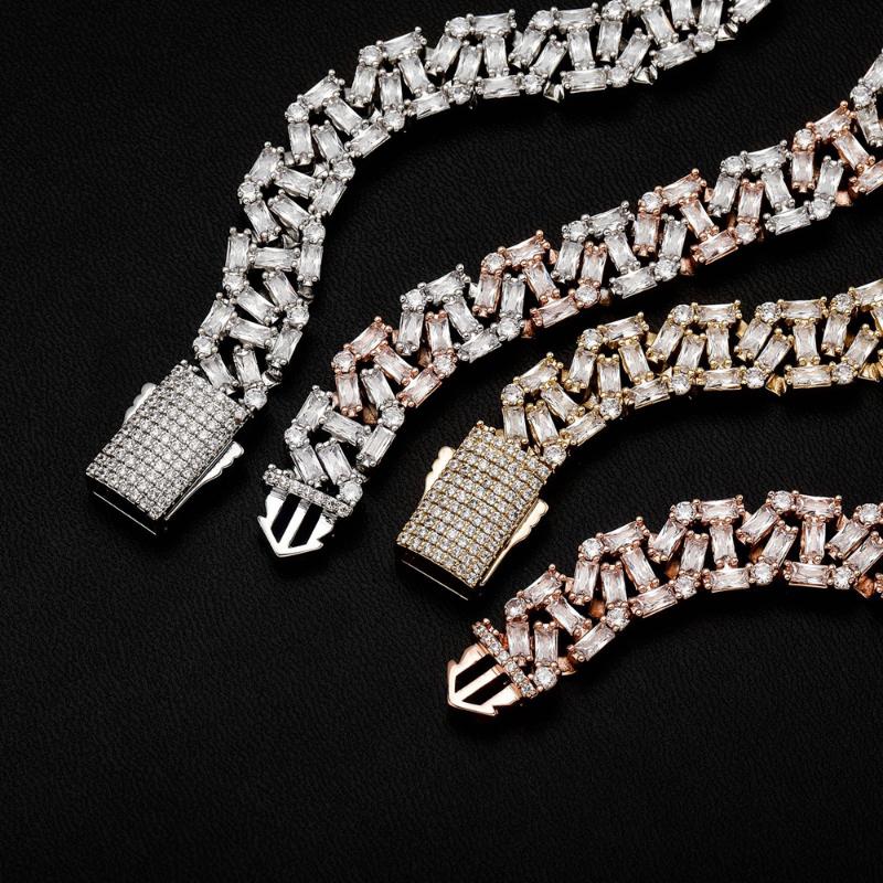 Chains Vinregem Hip Hop Rock 925 Sterling Silver Created Moissanite Gemstone Personality Cuba Chain Necklace Fine Jewelry Wholesal