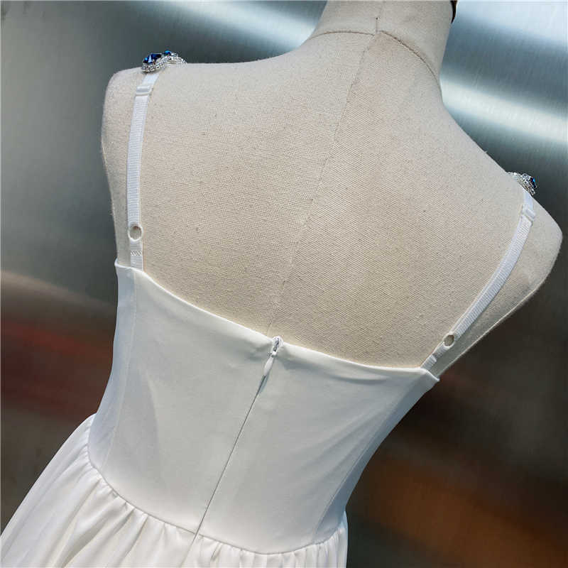 DEAT Women sling ruffles Dress square collar sleeveless Arrivals Lady Sexy temperament Fashion Spring Summer 11D965 210709