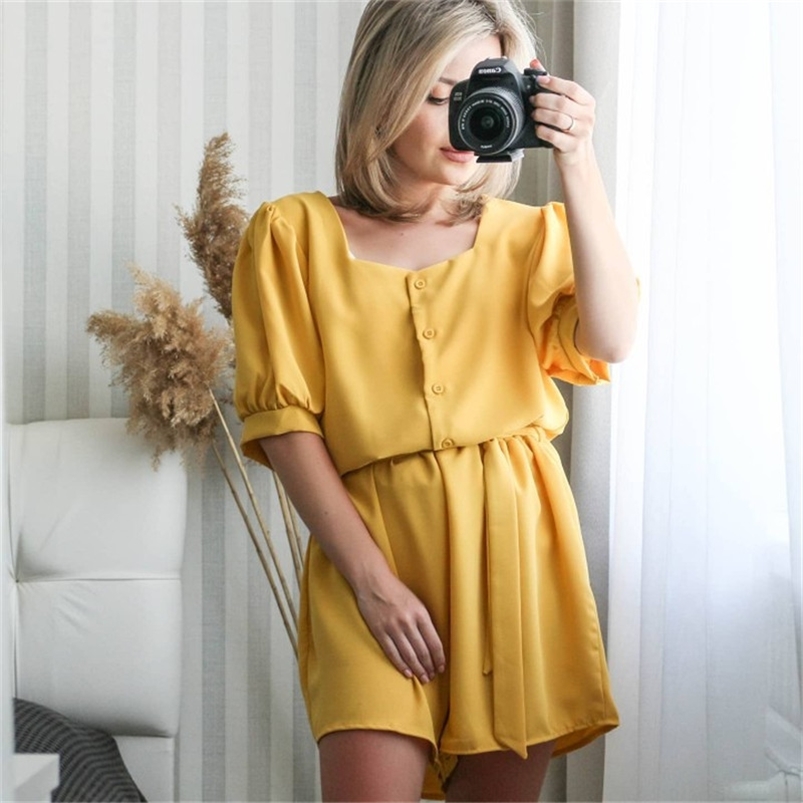 Korean Style Large Size Casual Summer Square Neck Short Sleeve Women's Suit Loose + High Waist Shorts 210721, Color 04
Korean Style Large Size Casual Summer Square Neck Short Sleeve Women's Suit Loose + High Waist Shorts 210721, Color 04