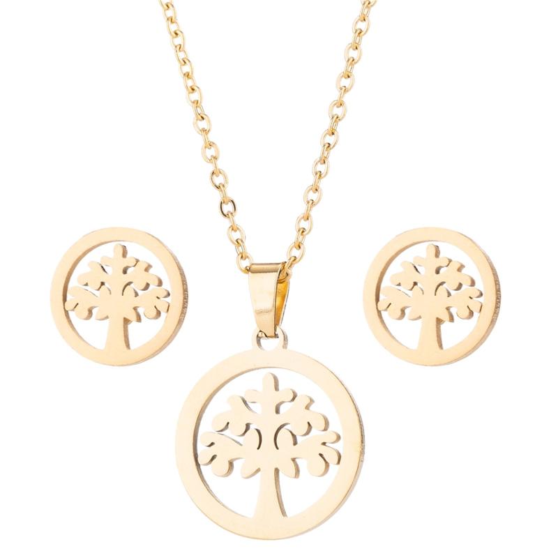 Pendant Necklaces Earrings Necklace Combination Set Round Trees Hollow Sweet Style Alloy Chain For Women Engagement Jewelry Gift 
Pendant Necklaces Earrings Necklace Combination Set Round Trees Hollow Sweet Style Alloy Chain For Women Engagement Jewelry Gift