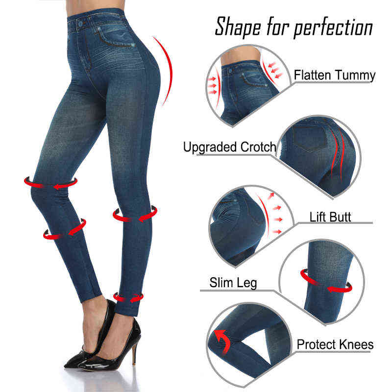 Push Up Seamless High Waist Warm Jeans Leggings Women Autumn and Winter Elastic Jeggings Denim Pants Leggins Mujer Dropship 211204