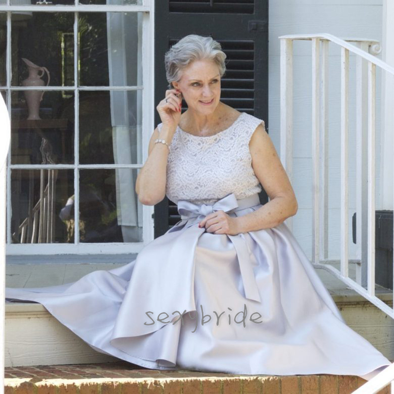 Elegant Lilac Mother Of The Bride Dresses With Pockets A-Line High Low Lace Satin Wedding Guest Party Dress Plus Size Cheap Evening Gowns