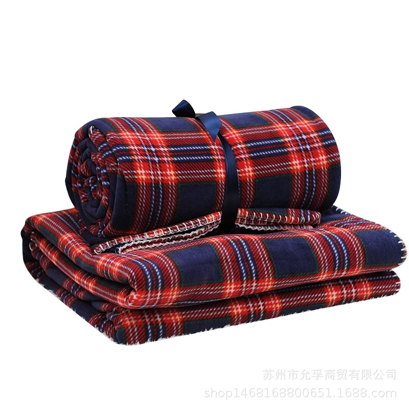 160X130cm Scottish grid red plaid 2 l layers coral fleece office nap kids thick bed spread sofa throw blanket 210309