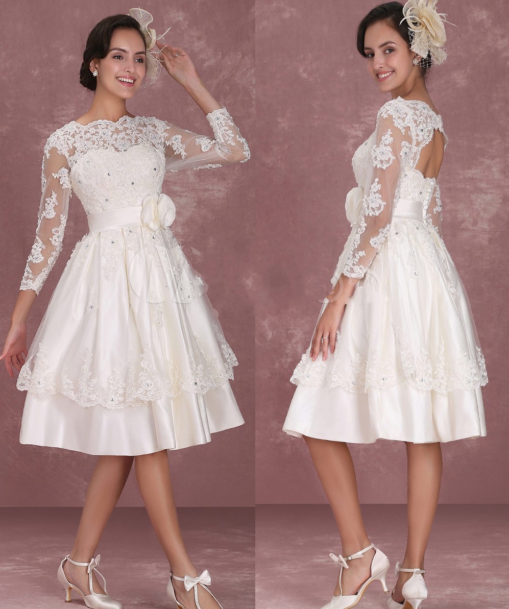 2021 New Vintage Wedding Es 1950's Short Bridal Lace Applique Long Sleeve Keyhole Flower Sash Tiered Vestidos De Noiva 3dzp, White
2021 New Vintage Wedding Es 1950's Short Bridal Lace Applique Long Sleeve Keyhole Flower Sash Tiered Vestidos De Noiva 3dzp, White