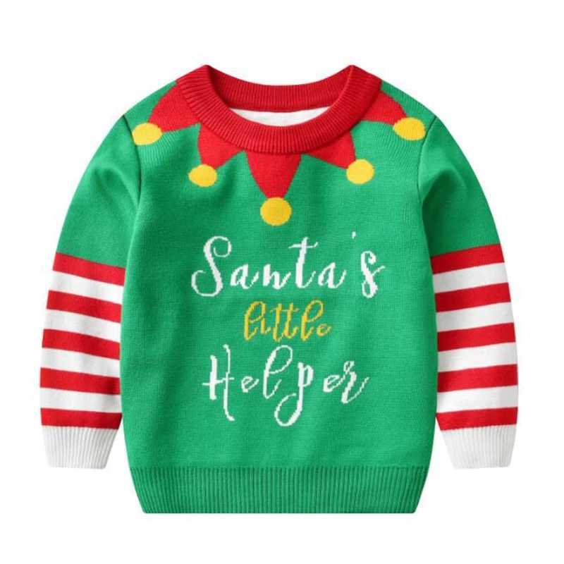Autumn Baby Kids Boys Girls Pullover Children Sweater Christmas Baby Kids Boys Girls Long Sleeve Letter HO Printing Knit Sweater Y1024