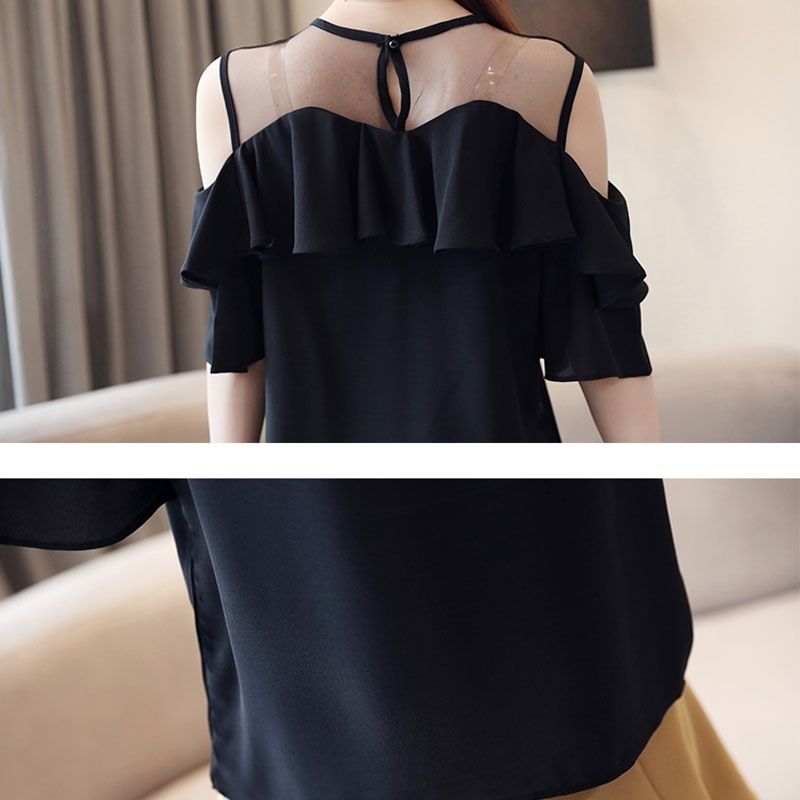 2021 Fashion Short Sleeve White Blouse Summer Women Blouses Chiffon Shirt Off Shoulder Womens Tops and Blouses Female 4206 50 210225