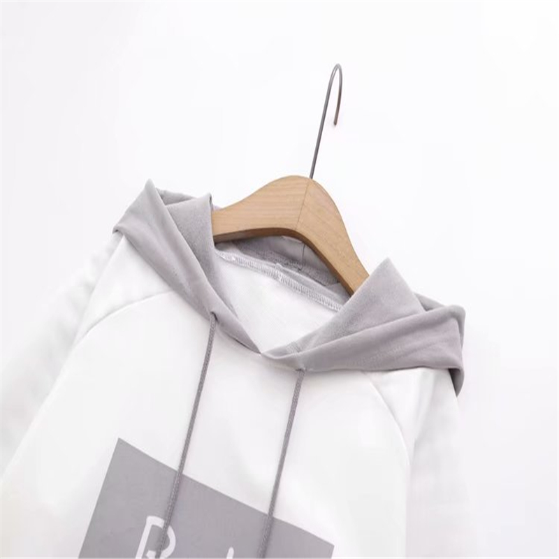 Merry Pretty Cotton Women's Letter Print Striped Patchwork Hoodies Sweatshirts Spring Long Sleeve Hooded Tracksuit Pullover 201103