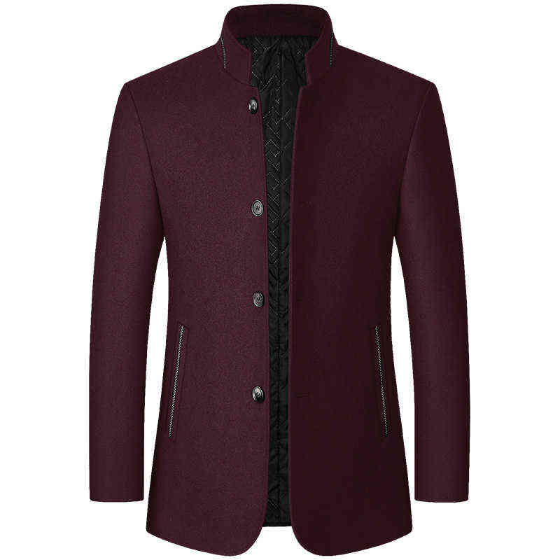 Wool Blend Coat Men Winter Fashion Men's Wild Overcoat Male Thicken Keep Warm Jackets Trench Outerwear Wool Coat Stand Collar 211119