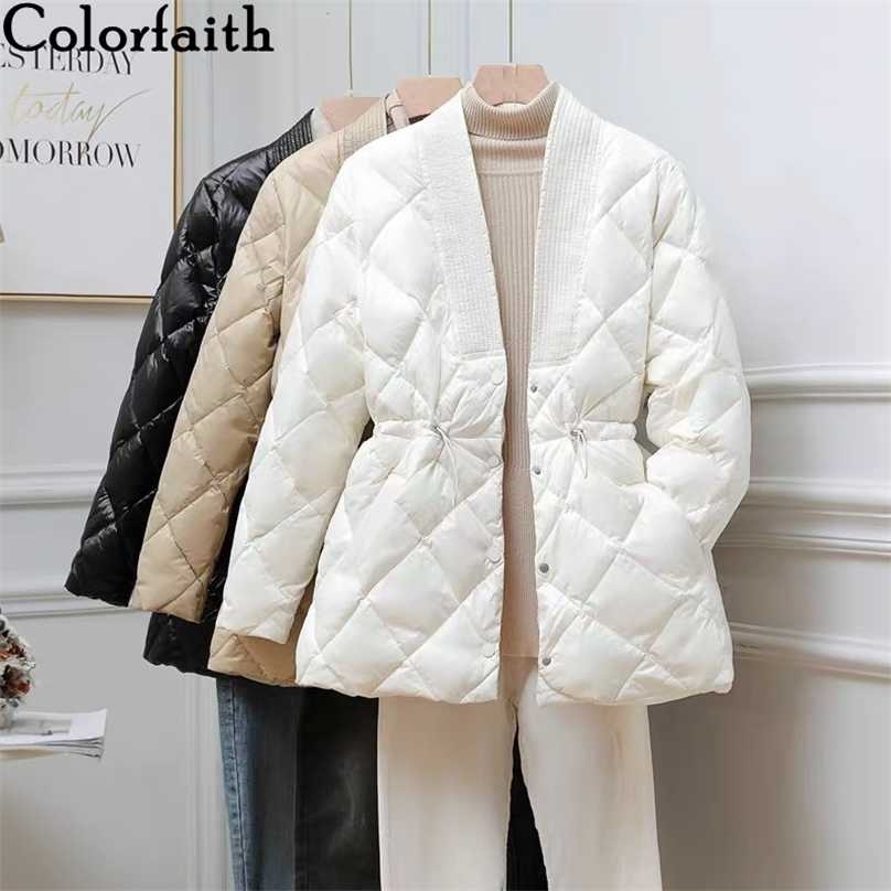 Colorfaith Autumn Winter Women Jackets Quilted Puffer Parkas High-Quality Warm Drawstring Sweet Oversized Coat CO9850 211013
