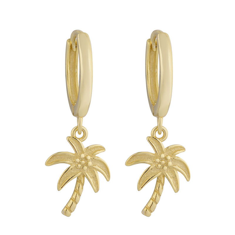 Women Authentic Fashion 925 Sterling Silver Coconut Tree Dangle Hoop Earrings Girls Cartoon Earrings Jewelry Moda Bijoux