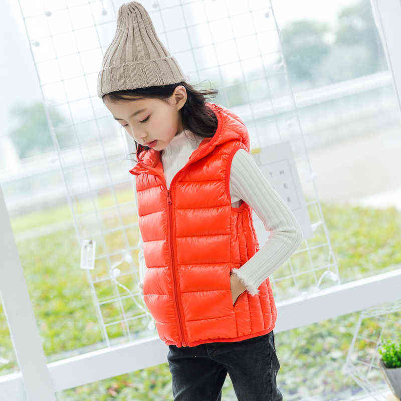 Kids Vest Children's Girls Hooded Jacket Winter Autumn Waistcoats for Boy Baby Outerwear Coats Big Teens girl clothes 211203