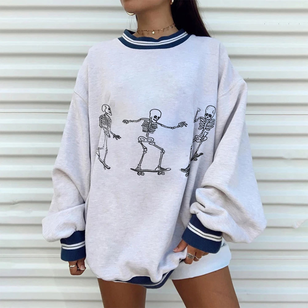 Casual Sun Print Hoodies Women Female Autumn Winter Harajuku Pullovers Long Sleeve Plus Size Sweatshirt Womens Streetwear 201113