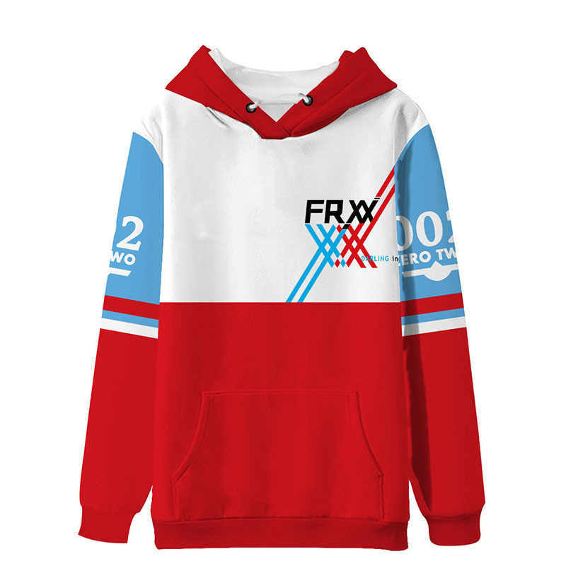 Anime Hoodie Darling in the franxx 02 ZERO TWO HIRO ICHIGO Cosplay Hooded Sweatshirt Full Color Print Pullover Teen Couple Coat 201020