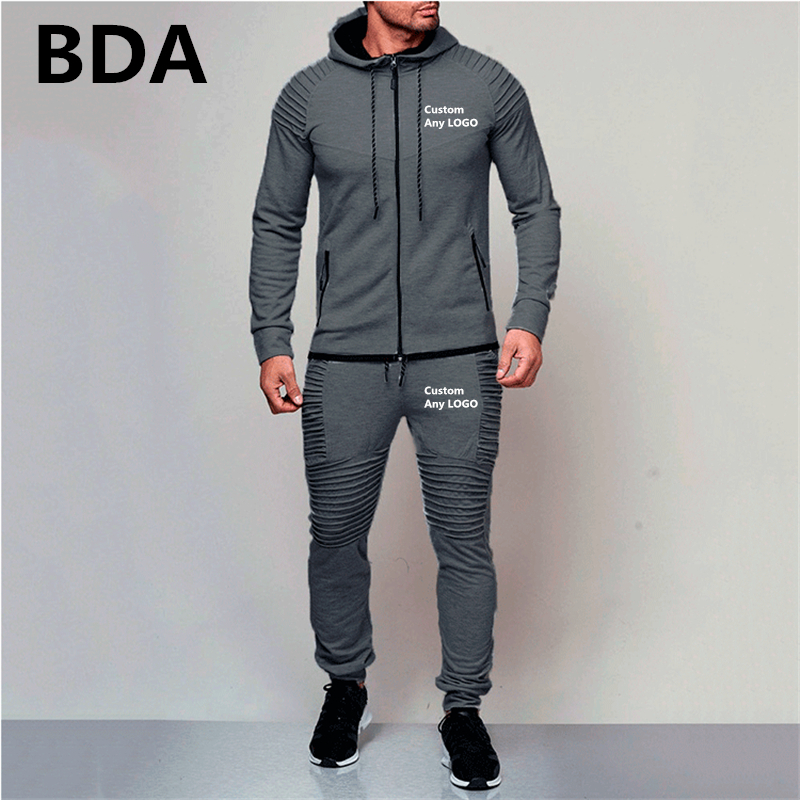 BDA Man Custom Any Sweatshrts Men's Sport Hoodies Sets Unisex Spring Suits Outerwear Zipper Fleece Male Coats Tracksuits 201210