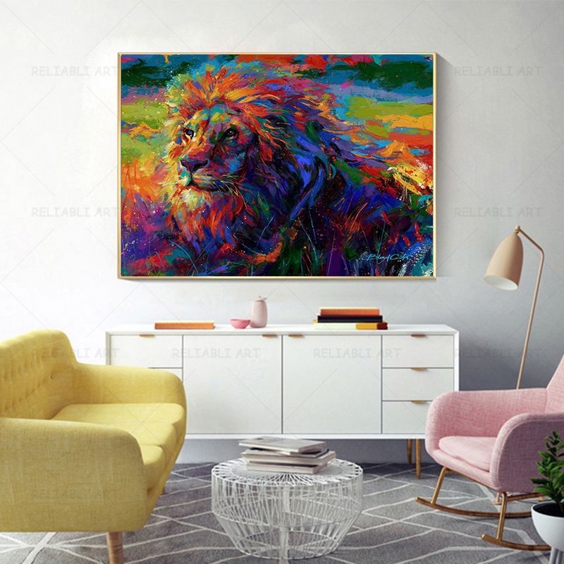 Abstract Lion Oil Painting Watercolor Lions Tiger Posters and Prints Animal Wall Art Pictures for Living Room Decor Cuadros