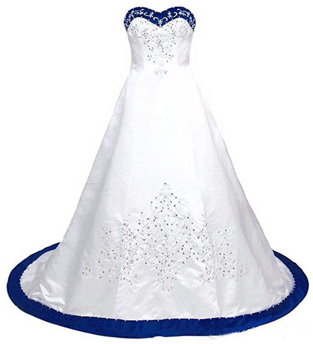 Vintage White Embroidery Wedding Dresses Gown Strapless Lace-up Beaded Lace Embroidery Sweep Train Corset Plus Size Vestidos De Novia