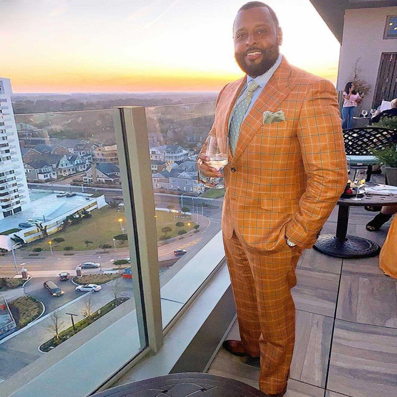 Plus Size Glen Plaid Wedding Suit Two Pieces Classic Mens Tuxedos Damier Check Groomsmens Wear 2021 Buiness Blazer 0516