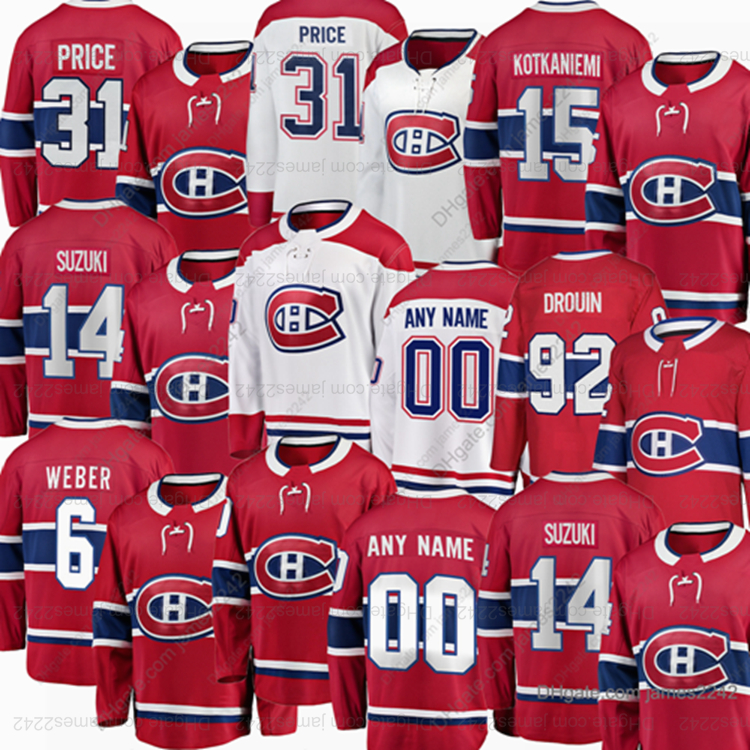 Montreal Canadians Hockey Jerseys 31Carey Price14 Nick Suzuki 6 Shea Weber 15 Kotkaniemi 92 Jonathan Drouin Any name and number Customizable, Black;red
Montreal Canadians Hockey Jerseys 31Carey Price14 Nick Suzuki 6 Shea Weber 15 Kotkaniemi 92 Jonathan Drouin Any name and number Customizable, Black;red