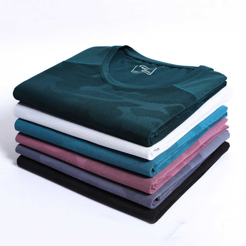 Summer Ice Silk Quick Drying Short Sleeve T Shirt Men O Neck Casual Breathable Lightweight Sports ops 210707