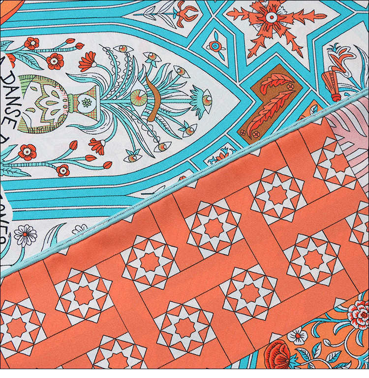HuaJun 2 Store||Early spring with "La Danse des es" 90 silk scarf, twill printing, anti-wrinkle, handmade stitching 211013
