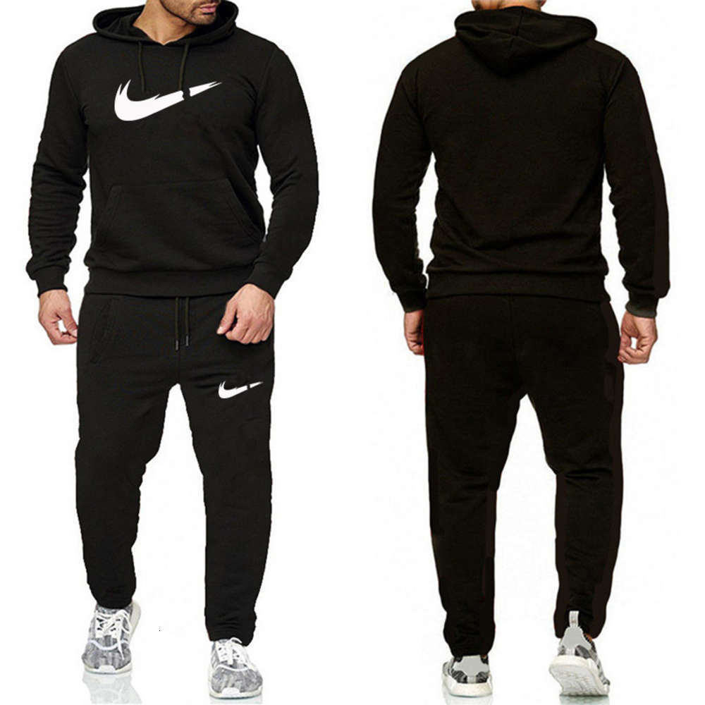 hooded leisure sports printed fleece black sweater + trousers 2-piece Men's suit, Gray
hooded leisure sports printed fleece black sweater + trousers 2-piece Men's suit, Gray