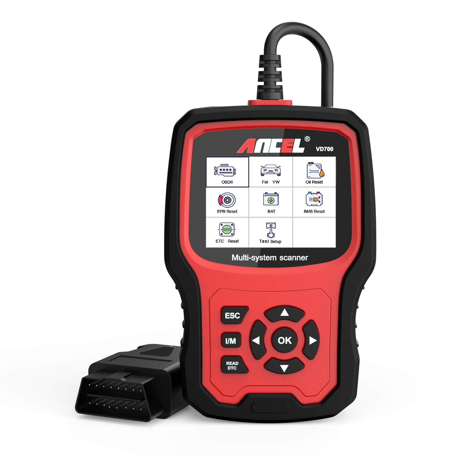 ANCEL VD700 Full System OBD2 Code Reader with 8 Special Functions for VAG Vehicles Diagnosis OBD Scanner Oil TPMS EPB TPS Reset Injector Ada
ANCEL VD700 Full System OBD2 Code Reader with 8 Special Functions for VAG Vehicles Diagnosis OBD Scanner Oil TPMS EPB TPS Reset Injector Ada